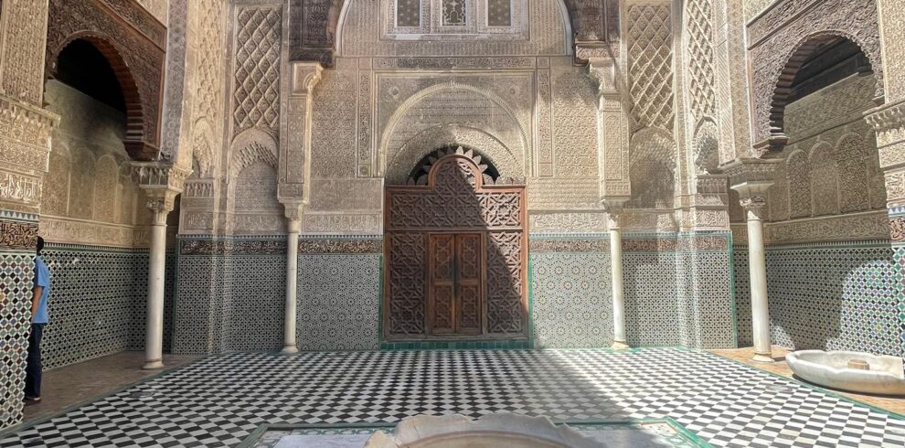 5 Days Morocco Tour,5 days Morocco tour itinerary from Casablanca visiting Fes, Merzouga Sahara Desert, and Marrakech. Private 5 days in Morocco with camel trekking and overnight desert camp in Merzouga. Imperial city of Fes on a 5 days Morocco tour itinerary from Casablanca. Merzouga Sahara Desert dunes featured in a 5 days desert tour in Morocco. Todra Gorge landscape on a 5 days Morocco tour itinerary. Dades Gorge views included in a private 5 days in Morocco tour. Historic Ait Benhaddou Kasbah on a 5 days desert tour from Casablanca. Vibrant souks of Marrakech at the end of a 5 days Morocco tour itinerary.